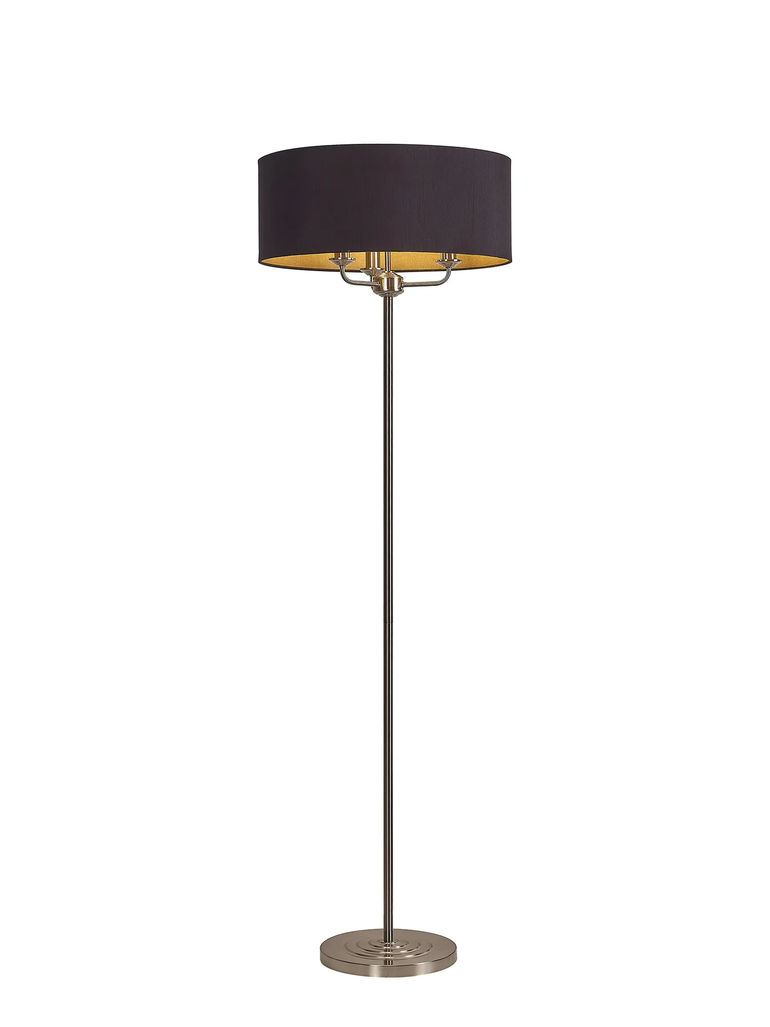 Banyan 45cm 3 Light Floor Lamp Satin Nickel; Midnight Black